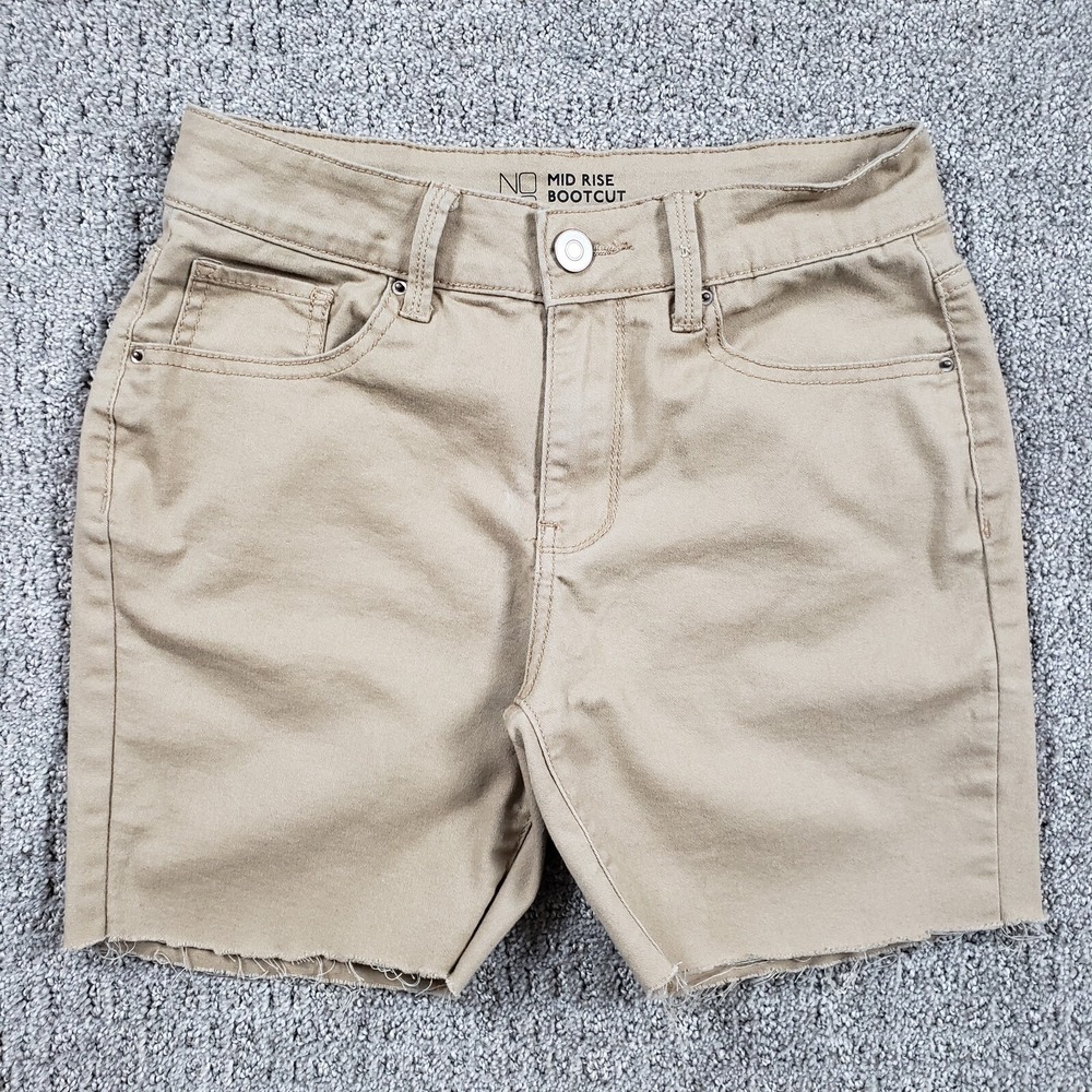 No Boundaries Shorts Womens 7 Tan Khaki Mid Rise Cut Off Y2K Twill Skater 26W